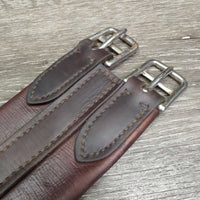 Narrow Shaped Soft Leather Girth, 1x els *gc, clean, vintage, stains, cuts, puckered els, mnr rust
