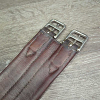 Narrow Shaped Soft Leather Girth, 1x els *gc, clean, vintage, stains, cuts, puckered els, mnr rust
