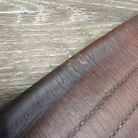 Narrow Shaped Soft Leather Girth, 1x els *gc, clean, vintage, stains, cuts, puckered els, mnr rust
