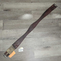 Narrow Shaped Soft Leather Girth, 1x els *gc, clean, vintage, stains, cuts, puckered els, mnr rust
