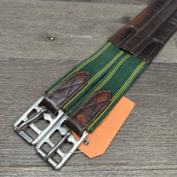 Narrow Padded Leather Girth, 1x els, roller buckles *gc, older, clean, rubs warped, discolour, creases, mnr threads, hair
