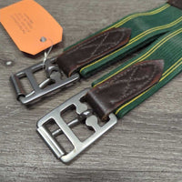 Narrow Padded Leather Girth, 1x els, roller buckles *gc, older, clean, rubs warped, discolour, creases, mnr threads, hair

