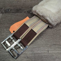 Nylon & Fleece Girth, 2x els, d ring *gc, smell, bent edge, stained, mnr dirt, hair
