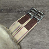 Nylon & Fleece Girth, 2x els, d ring *gc, smell, bent edge, stained, mnr dirt, hair

