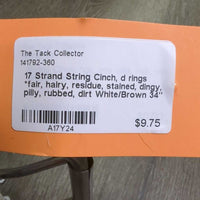 17 Strand String Cinch, d rings *fair, hairy, residue, stained, dingy, pilly, rubbed, dirt
