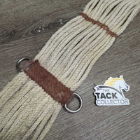 17 Strand String Cinch, d rings *fair, hairy, residue, stained, dingy, pilly, rubbed, loose knotted thread, dirt
