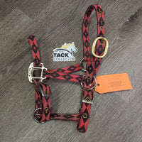 Stiff Nylon Halter, 2x adj *vgc, frays, mnr faded, dirt & stains, older
