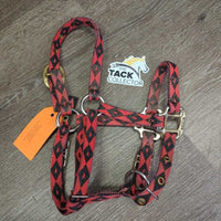 Stiff Nylon Halter, 2x adj *vgc, frays, mnr faded, dirt & stains, older
