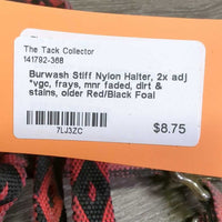 Stiff Nylon Halter, 2x adj *vgc, frays, mnr faded, dirt & stains, older
