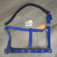 Stiff Padded Nylon Halter, adj, snap *gc, clean, BROKEN Side, peeling, cracking, rubs, stains
