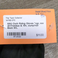Cloth Riding Gloves *vgc, mnr dirt?residue & film, clump/hair
