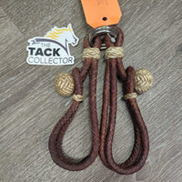 v.Soft Leather Round Braided Hobbles, Rawhide trim and Buttons *vgc, clean, stains, film, slice
