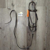 Soft Narrow Leather Gaited/Arab Show Halter, attached short Lead Shank *vgc/gc, clean, rubs, scrapes, unstitched lead end
