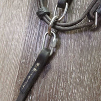 Soft Narrow Leather Gaited/Arab Show Halter, attached short Lead Shank *vgc/gc, clean, rubs, scrapes, unstitched lead end
