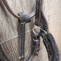 Soft Narrow Leather Gaited/Arab Show Halter, attached short Lead Shank *vgc/gc, clean, rubs, scrapes, unstitched lead end
