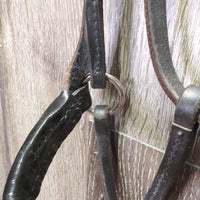 Soft Narrow Leather Gaited/Arab Show Halter, attached short Lead Shank *vgc/gc, clean, rubs, scrapes, unstitched lead end

