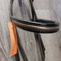 Soft Narrow Leather Gaited/Arab Show Halter, attached short Lead Shank *vgc/gc, clean, rubs, scrapes, unstitched lead end
