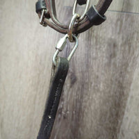 Soft Narrow Leather Gaited/Arab Show Halter, attached short Lead Shank *vgc/gc, clean, rubs, scrapes, unstitched lead end
