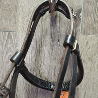 Soft Narrow Leather Gaited/Arab Show Halter, attached short Lead Shank *vgc/gc, clean, rubs, scrapes, unstitched lead end
