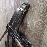 Soft Narrow Leather Gaited/Arab Show Halter, attached short Lead Shank *vgc/gc, clean, rubs, scrapes, unstitched lead end
