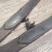 Cotton Web Reins *fair, undone stitching, missing tabs, frays, faded, stiff mnr dirt, tears
