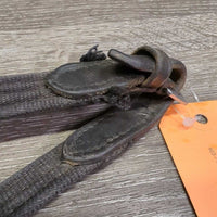 Cotton Web Reins *fair, undone stitching, missing tabs, frays, faded, stiff mnr dirt, tears
