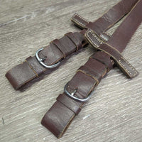 Wide Soft Cotton Web Reins, stoppers *gc/fair, older, clean, undone stitching, faded, scrapes, chews, threads, stains
