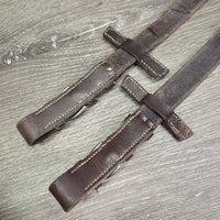 Wide Soft Cotton Web Reins, stoppers *gc/fair, older, clean, undone stitching, faded, scrapes, chews, threads, stains
