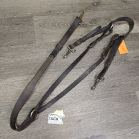 Flat Wide Thick Adjustable Breastplate, 3x Hvy Snaps *gc, older, dry, creases, stiff, bent, xholes, mnr dirt, scrapes
