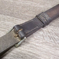 Flat Wide Thick Adjustable Breastplate, 3x Hvy Snaps *gc, older, dry, creases, stiff, bent, xholes, mnr dirt, scrapes
