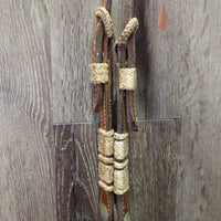Leather & Rawhide Headstall, 3 conchos *gc/fair, stains, dirty, NO Throat, missing hair, loose knot, dry, stiff
