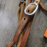 Thick Tooled Leather Headstall, Snaps *vgc/gc, clean, rubs, scrapes, dents & stains, No Browband Keeper

