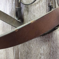 Flat Leather Bridle *gc, clean, older, creases, mismatched browband, pulled stitch, xholes
