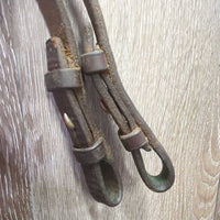 Flat Leather Bridle *gc, clean, older, creases, mismatched browband, pulled stitch, xholes

