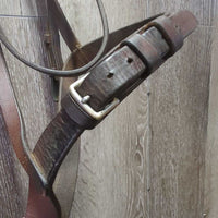 Flat Leather Bridle *gc, clean, older, creases, mismatched browband, pulled stitch, xholes
