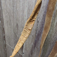 One Ear Headstall, Thin Light Split Reins, D ring Bit *gc/fair, dry, rubs, cracks, twists, peeled, dirt
