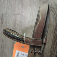 Soft Thick Bridle, Braided Brow *gc, NO Noseband, dirty, stains
