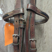 Soft Thick Bridle, Braided Brow *gc, NO Noseband, dirty, stains
