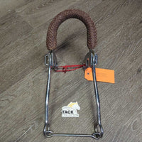 Thick Braided Leather Mechanical Hackamore, 9.5" Shank *vgc, clean & mnr dirt, rubs, scratches, & stains
