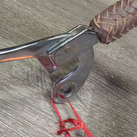 Thick Braided Leather Mechanical Hackamore, 9.5" Shank *vgc, clean & mnr dirt, rubs, scratches, & stains
