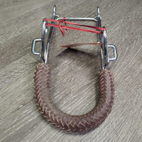 Thick Braided Leather Mechanical Hackamore, 9.5" Shank *vgc, clean & mnr dirt, rubs, scratches, & stains
