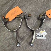 Wide Flat Hammer? Finish Ball End Equitation Western Spurs *vgc, clean, rubs, scrapes, dings
