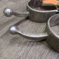 Wide Flat Hammer? Finish Ball End Equitation Western Spurs *vgc, clean, rubs, scrapes, dings
