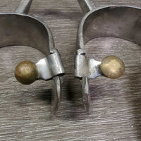 Wide Flat Hammer? Finish Ball End Equitation Western Spurs *vgc, clean, rubs, scrapes, dings
