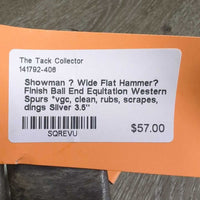 Wide Flat Hammer? Finish Ball End Equitation Western Spurs *vgc, clean, rubs, scrapes, dings
