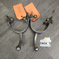 Wide Flat Hammer? Finish Ball End Equitation Western Spurs *vgc, clean, rubs, scrapes, dings
