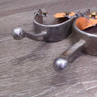 Wide Flat Hammer? Finish Ball End Equitation Western Spurs *vgc, clean, rubs, scrapes, dings
