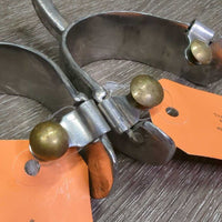 Wide Flat Hammer? Finish Ball End Equitation Western Spurs *vgc, clean, rubs, scrapes, dings
