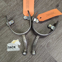 Wide Flat Hammer? Finish Ball End Equitation Western Spurs *vgc, clean, rubs, scrapes, dings
