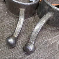 Wide Flat Hammer? Finish Ball End Equitation Western Spurs *vgc, clean, rubs, scrapes, dings

